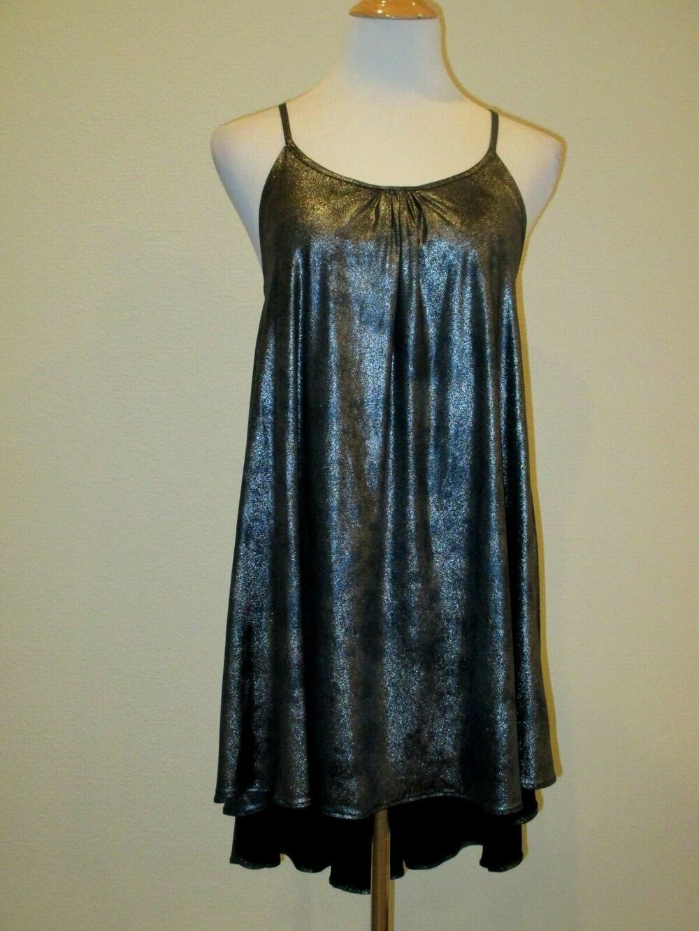 God Save LA Metallic Spaghetti Strap Tunic/Dress Back V- Size Small- EUC